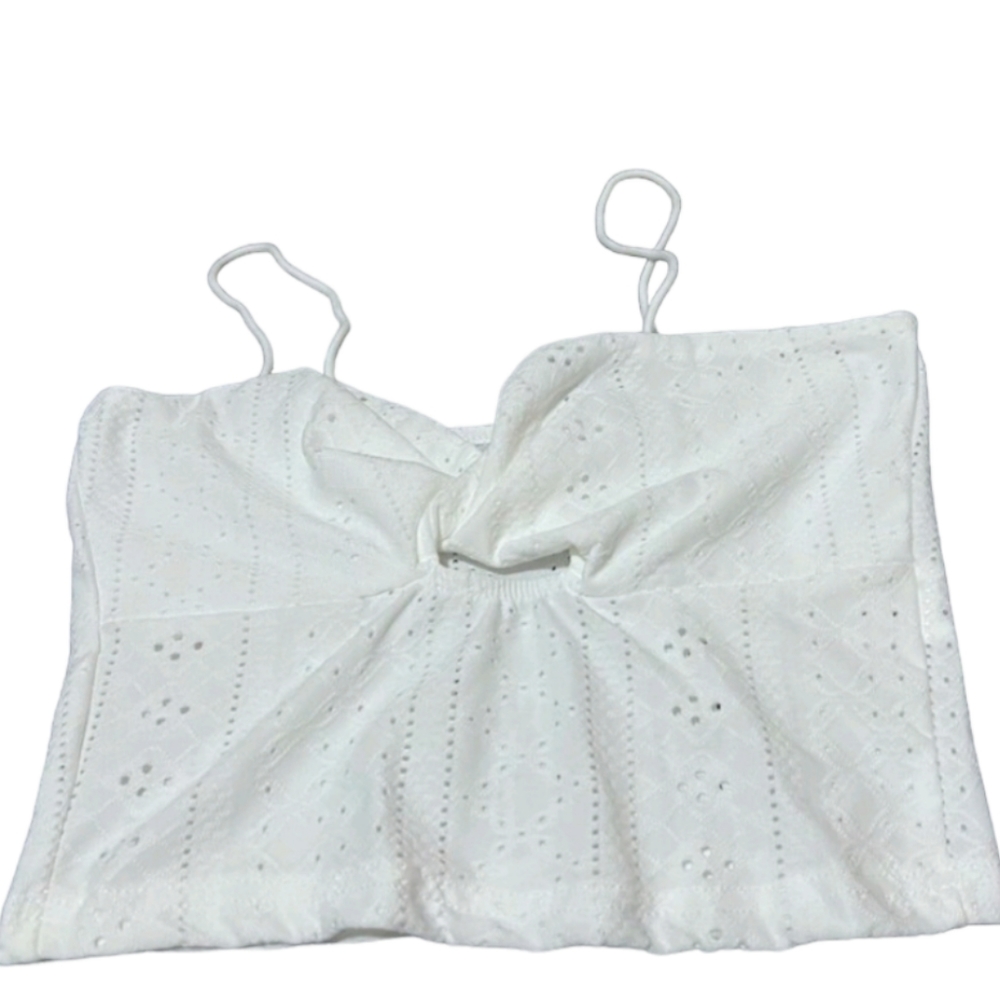 Twist front spaghetti strap cami crop top